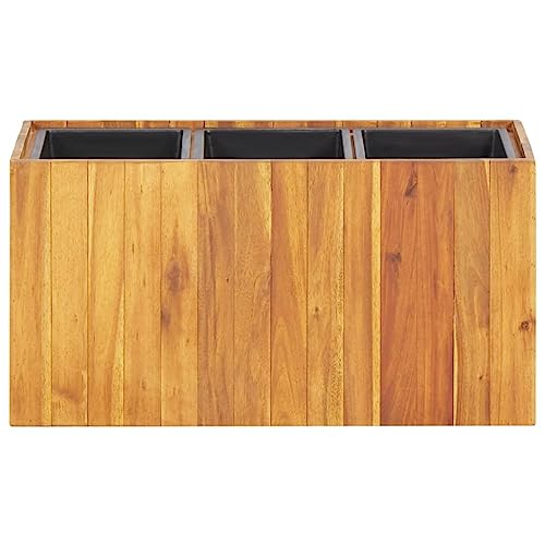 Macetero de madera de acacia jardinera exterior rectangular para plantas de jardín 3