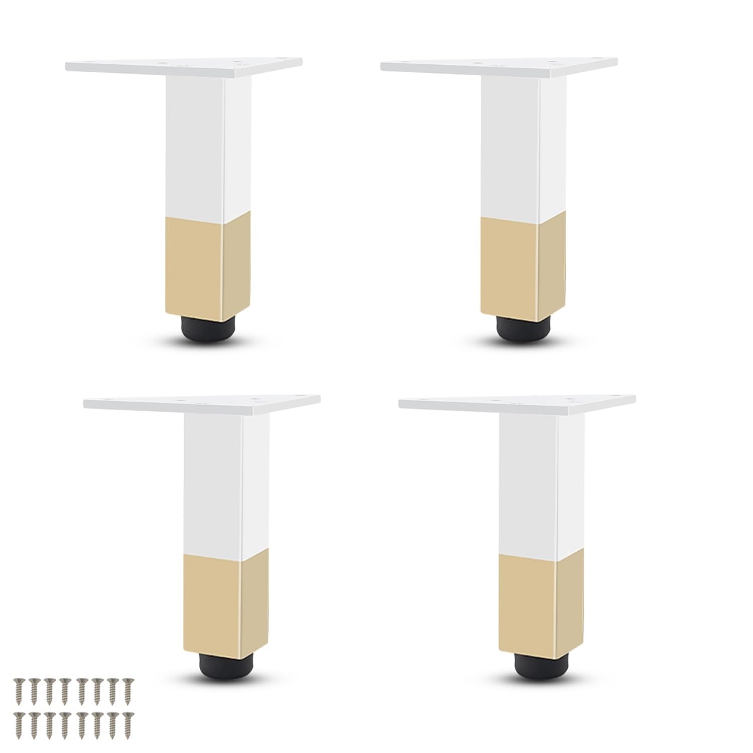 UYHBCNQD 4Pcs Furniture Legs Set Aluminum Alloy Replacement Legs Adjustable Furniture Foot Sofa Dresser Extenders Support Legs Cabinets Legs(White+gold,10cm(3.9in))
