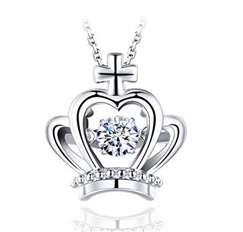 Wiftly Collar corto para mujer, corona de diamante, colgante de plata de ley 925, cadena de clavícula, cadena en Y+colgante, Plata esterlina, No es una piedra preciosa