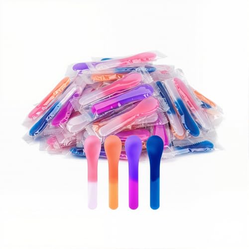 40 Pack Color Changing Ice Cream Spoons 5.15 Inch Sturdy Plastic Spoons Individually Wrapped - Captivating Temperature Sensitive Utensils for Birthday Celebrations Events & Party Favors - BPA Free