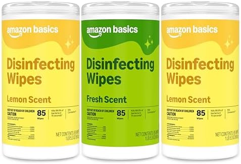 Amazon Basics Disinfecting Wipes, Lemon & Fresh Scent, Sanitizes/...
