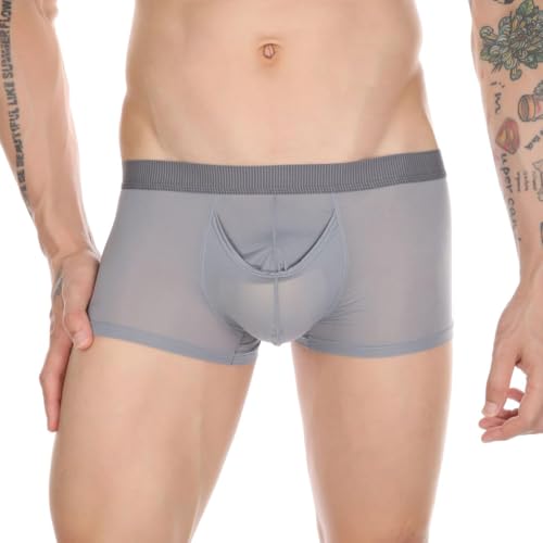 Men's Dual Pouch Underwear Bulge Boxer Briefs Separated Pouch See-through Redundant Prepuce Physical Therapy Trunks4