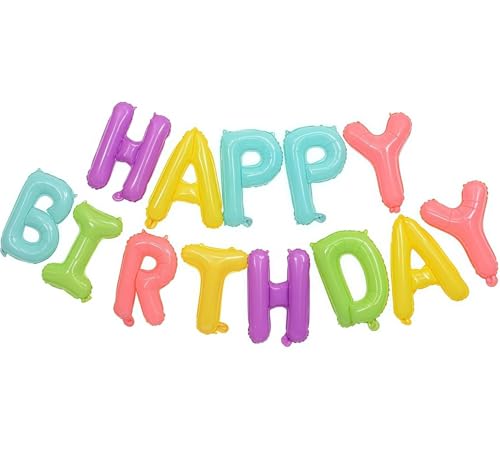 Image of Candy Happy Birthday Balloons Banner 16 Inch Mylar Foil Letters