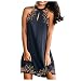 XUNN Abito da donna sexy, con collo rotondo e stampa a coda di rondine Blu oltremare XL