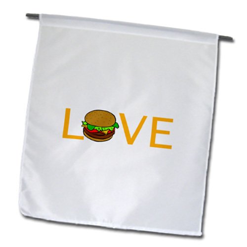 3dRose Garden Flag „I Love Cheeseburgers“ – Lustige Gartenflagge, 30x45 Cm (12x18 Zoll), Aus Polyester