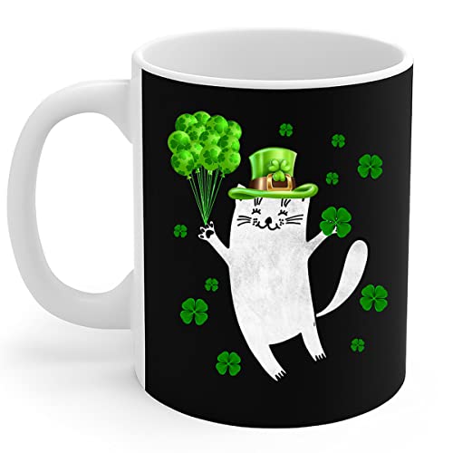 456 Tasses À Thé Funny Cat Shamrocks Happy St. Patrick'S Day Gift Aquarelle Tasse Céramique Personnalisable Mugs Pour Décorer Fête Des Mères Maman 330Ml