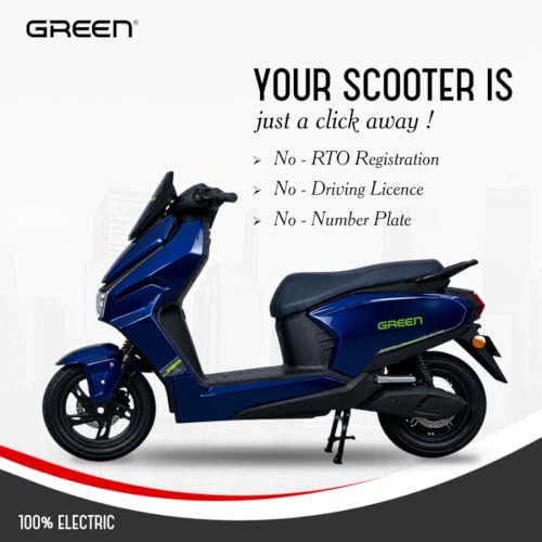 Image of Green Polo Low Speed Electric Scooter Non RTO with Portable Charger (80 KM - Blue)