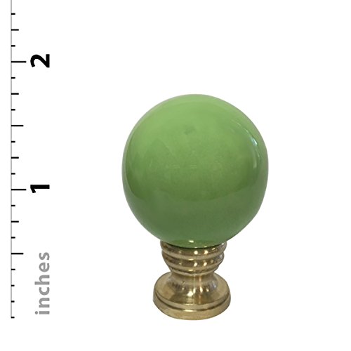Image of Royal Designs Ceramic Sphere 1.75 inch Lamp Finial for Lamp Shade, Lime Green, Polished Brass Base