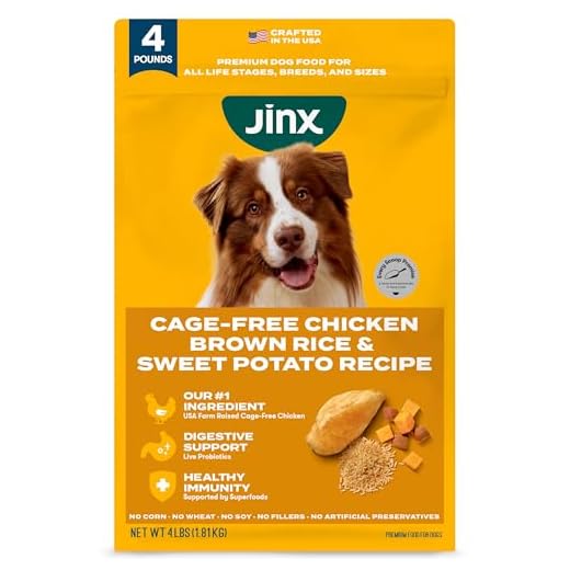 Jinx Premium Dry Dog Food, for All Lifestages - Real Chicken, Brown Rice & Sweet Potato Kibble with Superfoods for Immune Support & Probiotics for Digestive Support - No Fillers - 4lb