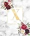 Produktbild Dotted Journal: Dotted Grid Bullet Notebook Journal Marble Burgundy Marsala Flowers Gold Monogram Letter X (7.5 x 9.25) for Women Teens Girls and Kids