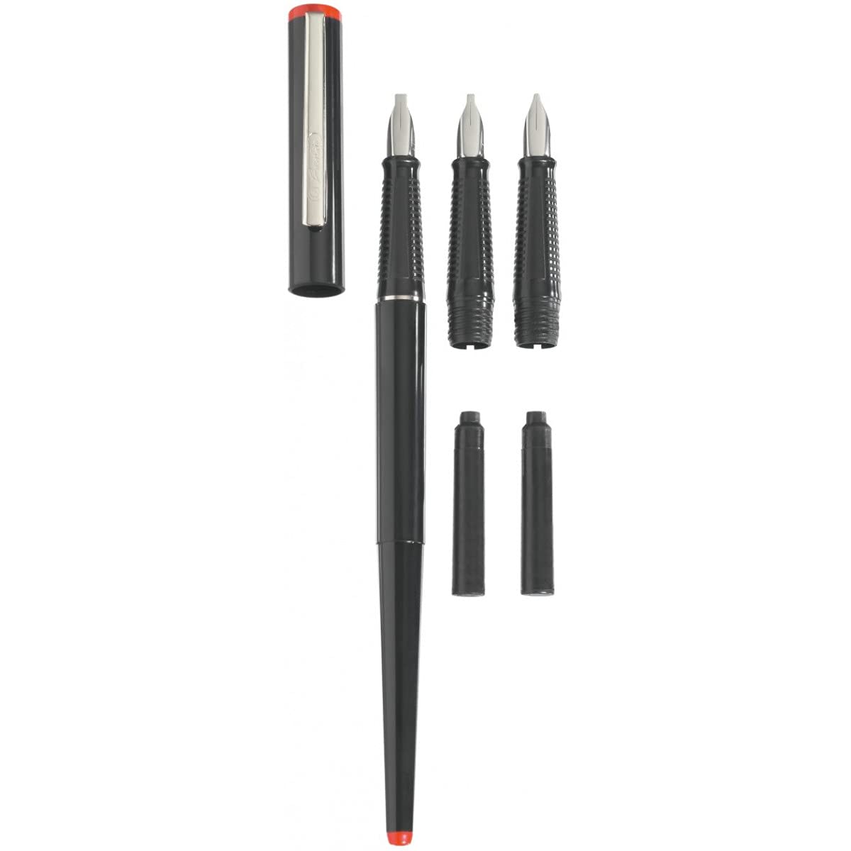 Herlitz Zestaw do Kaligrafii | w Zestawie 3 Koncówki 1,1, 1,5, 2,3mm, Pióro, 2 Naboje Atramentowe | Optymalny Dla Początkujących i doświadczonych Kaligrafów | Do Nauki Kaligrafii | Czarny