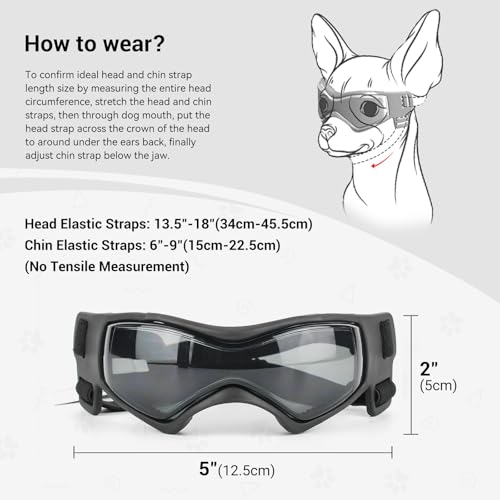 PETLESO Hundebrille Hundeschutzbrille Hunde Sonnenbrille Anti-UV Schutz Augenschutz für Kleine/Mittelgroße Hunde