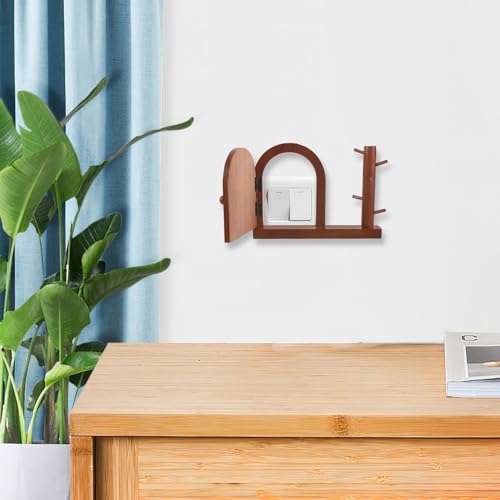 Cubierta de interruptor de madera maciza rústica protector enchufe retro 6