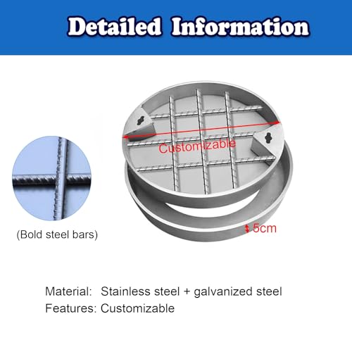 Copertura invisibile resistente per botola settica da 78,7 cm, con gancio, personalizzabile per vialetti e autostrade, forte portante, design durevole e sicuro.