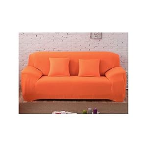 N/A Housse de canapé élastique de Couleur Unie Spandex Canapé d’angle Moderne en Polyester avec Housse de canapé Housse de Protection Salon siège 1/2/3/4 Orange 45-45 cm Taie d’oreiller
