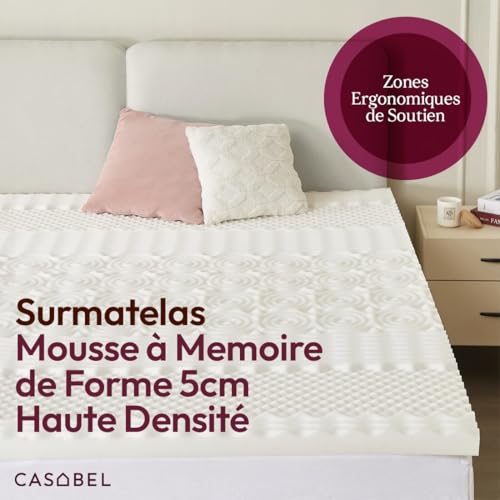 Surmatelas 140x190 mémoire de forme 5 cm CASABEL