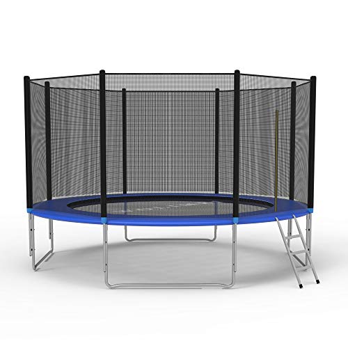 Vilobos 10FT 12FT Trampoline with Safety Enclosure Net Outdoor Combo Bounce Jump Trampolines for Family Backyard -Black&Blue (12FT)