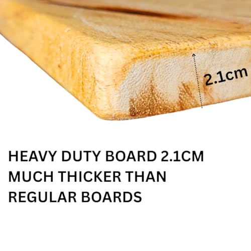 Image of LUMORA Solid Mango Wood Chopping Board | Single Piece Wooden Cutting Board| Knife-Friendly, Durable, Anti-Slip | for Vegetables, Fruits, Bread & Meat | Natural Finish (Thick& Premium (30x22cm))