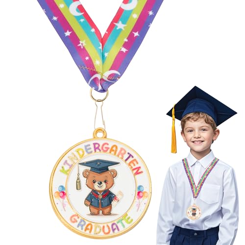Kindergarten Graduation Medal, 2 Inch Kindergarten Graduation Medals for Kids with Rainbow Neck Ribbon for School Students Award Medallion Graduation Gifts Favors, Graduation Decorations Class of 2025