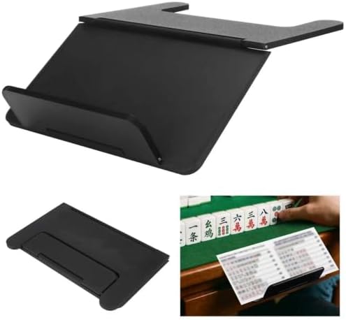 UPABLUNSO Mahjong Card Holder for Table, Under Mat Slide-in Stand for Mah Jongg Cards, Angled Viewing Rack, Foldable Carry Table Accessory, Lightweight 3D Printed Mah Jong Card Holder Black