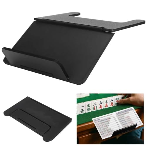 Mahjong Card Holder for Table, Under Mat Slide-in Stand for Mah Jongg Cards, Angled Viewing Rack, Foldable Carry Table Accessory, Lightweight 3D Printed Mah Jong Card Holder Black