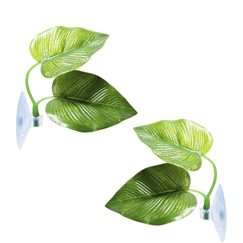 Image of SunGrow Betta Fish Leaf Hammock, Twin Leaf Design with Suction Cup, 2-Pack - Comfortable Resting, Breathing & Breeding Pads, Easy Install, Simulates Natural Habitat for Healthier Betta