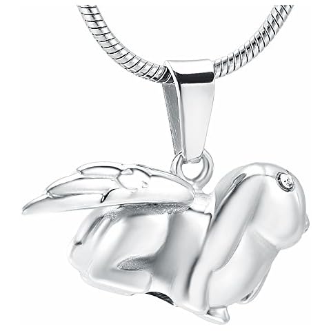 Minicremation Pet Cremation Jewellery Urn Necklace for Ashes Jewelry Stainless Steel Rabbit Keepsake Memorial Pendant for Ashes (Silver) Cover