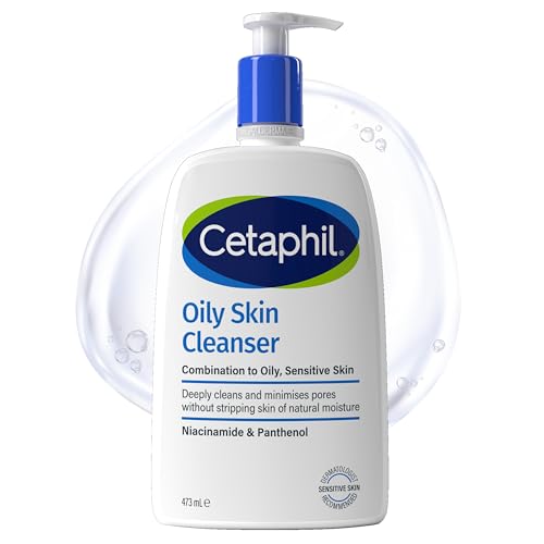Cetaphil Oily Skin Cleanser, 473ml, Face Wash, For Combination to Oily Sensitive Skin, With Niacinamide, Packaging May Vary