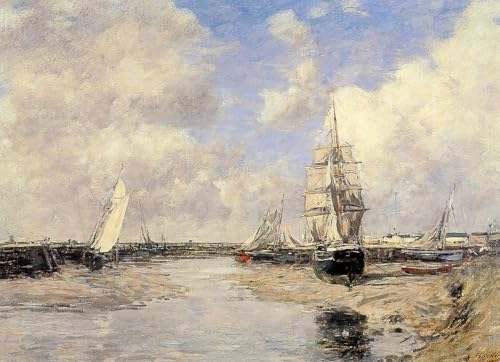 DTAUPREB Pintura por números para adultos y niños, barcos, Eugene Boudin, kit de pintura al óleo para bricolaje, lienzo de regalo