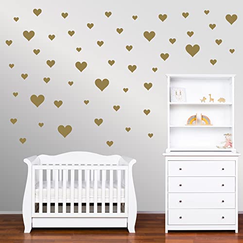 PREMYO Set of 54 Heart Wall Stickers Kids - Nursery Decor Easy to Apply - Decals for Bedrooms for Girls Boys Gold - Image 3