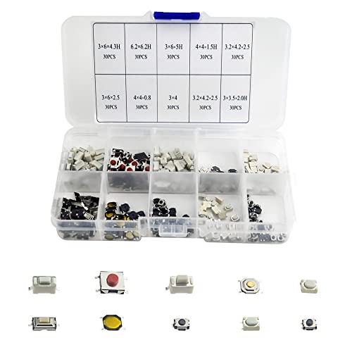 Wmycongcong 300 Pcs Tactile Push Button Switch Micro Momentary Tactile Assortment Kit For Car Remote Control #TOP6