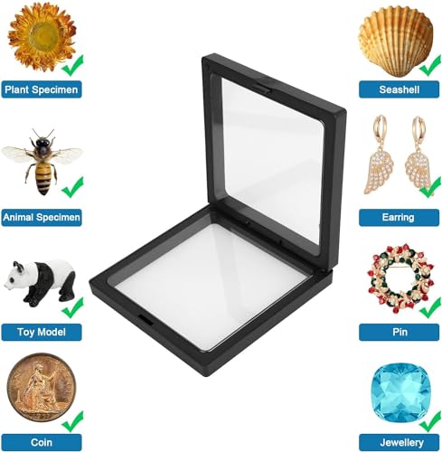 Image of Floating Display Frame, Coin Display Case, Dustproof PE Film Transparent Jewelry Storage Box for Ring Necklace Bracelet, Floating Display Case for Coin, Jewelry(Small 15 pc, Multi Color)