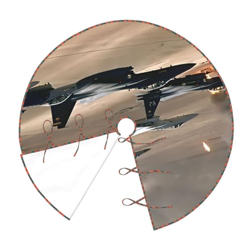 Jupe de sapin de Noël Jet Fighter tapis rustique fête classique