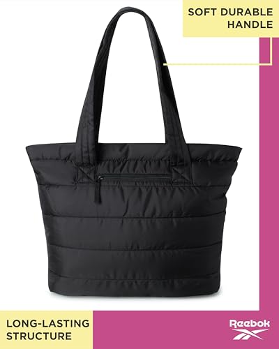 Image of Reebok Womens Tote Bag - Large Lightweight Puffer Travel Tote with Zipper - Carry On Shoulder Bag Work Bags for Women