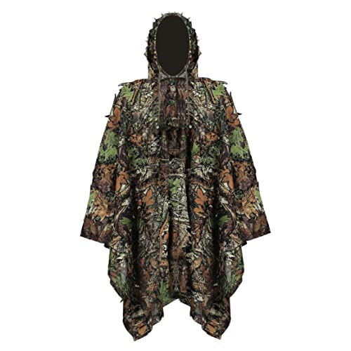 Hperu Ghillie Kostym 3D kamouflage cape, krypskytt kappa för utomhusjakt, luftmjuk och juldekoration, djungel kamouflagekläder