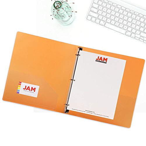 Jam Paper Plastic 1 Inch Binder - Orange 3 Ring Binder - Sold Individually #TOP4