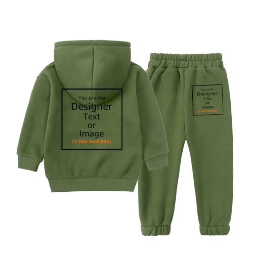 MYGBCPJS Boys Girls Customize Fleece Sweat Suit Set Kids Custom Long Sleeve Hooded Sweatshirt & Sweatpants Pockets Outfits2