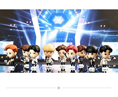 Trunkin | Kpop Exo Music Band Action Figure 9 Pcs Set PVC Figures | Collectibles Toy Model Set for Collection Action Figurines (8-9Cm)