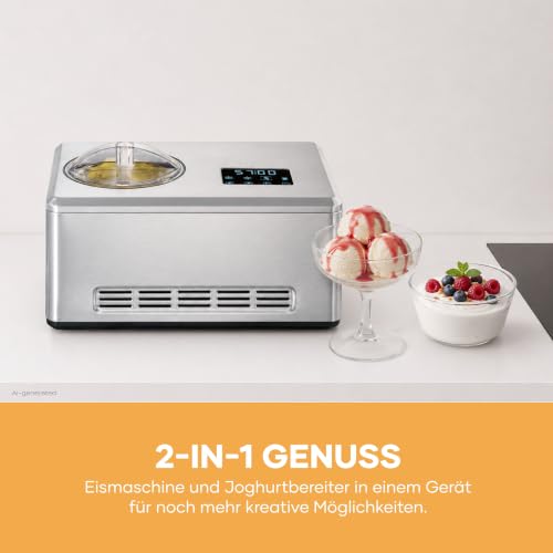 Foto von SEVERIN 2-in-1 Eismaschine mit Joghurtfunktion, Eismaschine mit Kompressor für Eis, Sorbet und Frozen Joghurt, Joghurtbereiter mit 