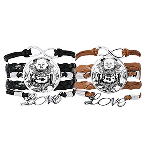 Bracelet la culture chinoise cadeau idéal pour amour couple cuir noir