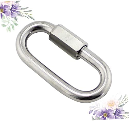 Yardwe 2pcs Stainless Chain D-ring Locking Carabiner Stainless Steel Hook Metal Connection Ring Carabiner Connecting Buckle Aluminum Connecting Ring Lock Connecting Buckle Hook up