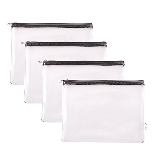 Augbunny Zipper Clear Vinyl Security Bank Deposit Utility Tool Bag Check Wallet Money Organizer pouch 4-pack