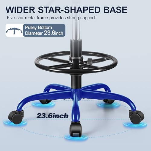 Brick Attic Drafting Chair with Backrest – Adjustable Foot Rest Rolling Stool with Wheels, PU Leather Swivel Stool for Office Spa Studio Lab Counter Salon Home Work Bar Kitchen Shop(Ember Brown)