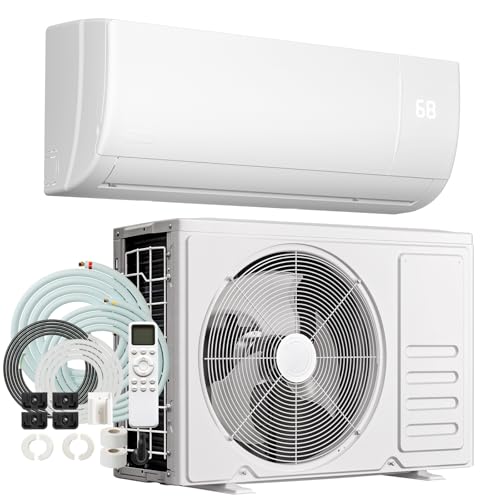 Bonnlo 9000 BTU Mini Split AC/Heating System, 19SEER2 Inverter Ductless Wall AC Unit, Energy Efficient Air Conditioner with Pre-Charged Condenser & Installation Kit, Cools Up to 450 Sq. Ft, 115V