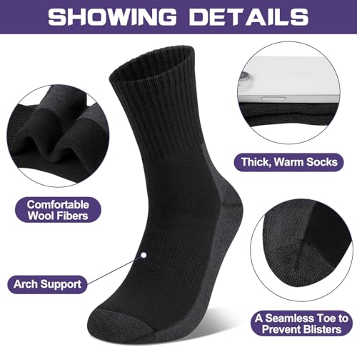 Womens Socks Merino Wool Hiking Boot Socks for Women Warm Thermal Thick Winter Cozy Gifts 2 Pairs Size 9-113