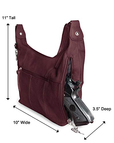 Roma Leathers Studded Concealment Purse - Premium Cowhide Leather - Wine - Dual Gun Entry - Designed in U.S.A.4