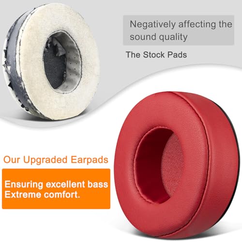 Image of SOULWIT Earpads Replacement for Skullcandy Hesh & Hesh 2 Wireless Over-Ear Headphones, Ear Pads Cushions with Soft Protein Leather, Noise Isolation Foam - Red