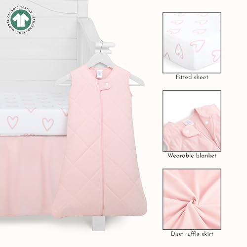 Image of Evolur I Hear You 3 Piece Crib Bedding Set, Machine Washable, Soft and Breathable Toddler Bedding Set, Includes Fitted Sheet, Wearable Blanket and Crib Skirt (Pack of 3)