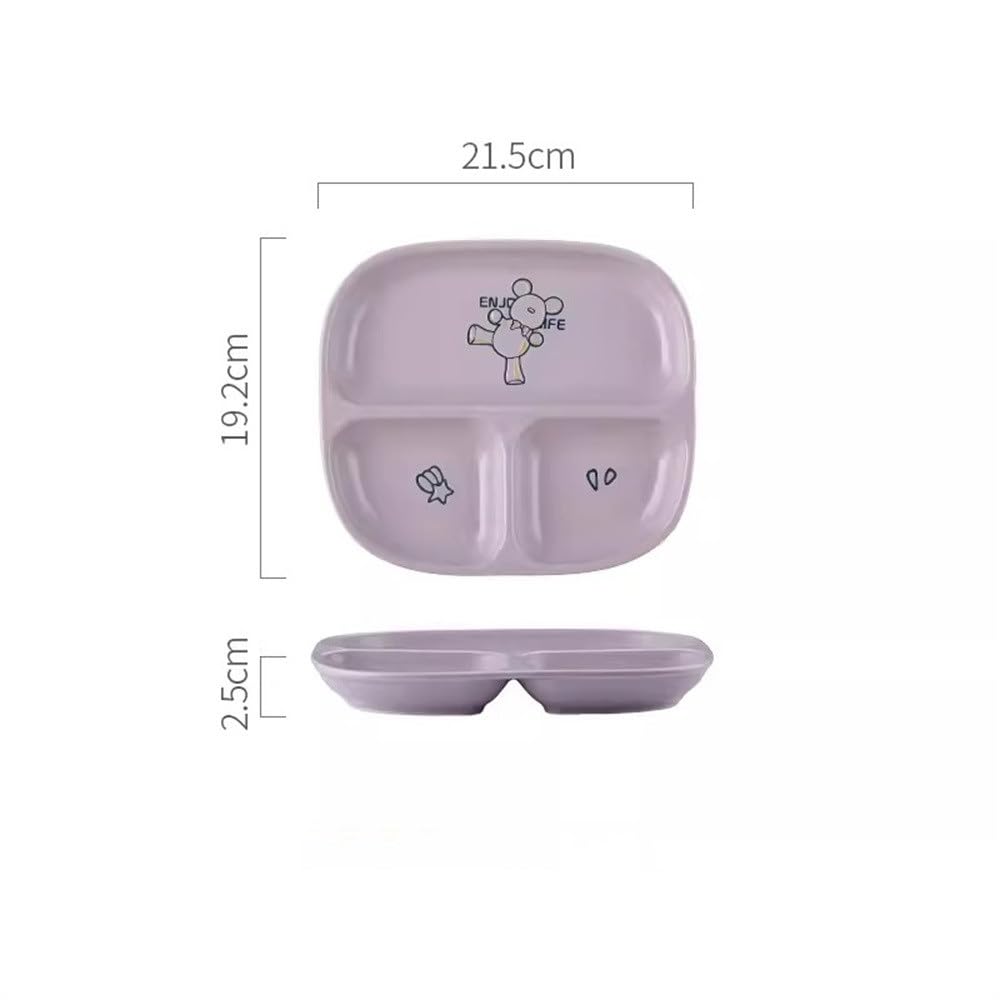 Assiettes compartimentées pour la Maison, Plateau compartimenté, Plateau de Petit-déjeuner pour Enfants, Plateau de Perte de Poids pour Adultes (Style Violet 1)
