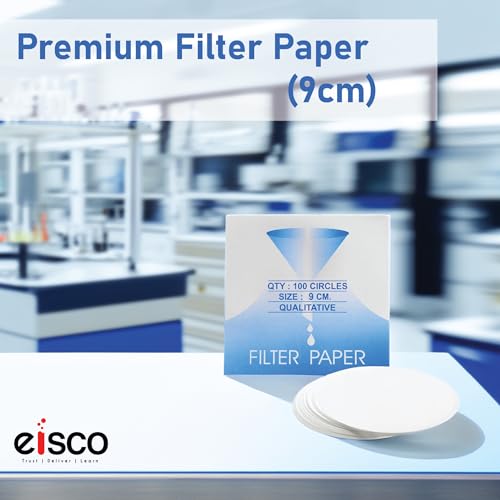 Image of EISCO Pack of 100 Premium Qualitative Filter Paper - 9 cm, 8-10 Micron, High-Purity Lab Paper for Chemistry, Liquid Filtration, Science Experiments, Research, Classroom & STEM Activities